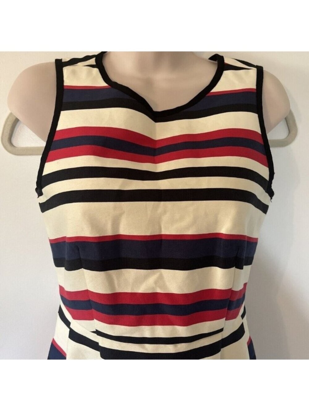 J. Crew Striped Dress Size XS 0 Sleeveless Red White Blue fitted